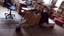 The energy bike Energy bike creates only about 100 watts, made by a friend to show how much work is needed to light a bulb.