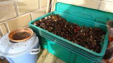 Two different types of compost bins. Kept on the balcony and the soil is used for the plants